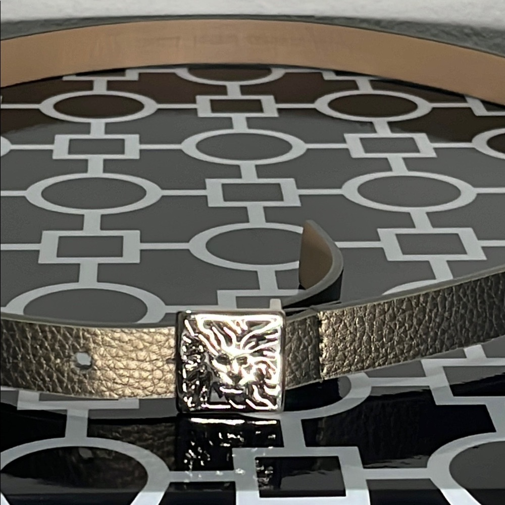 Anne Klein Silver Accent Bronze Tone Synthetic Leather Medium Belt #1041027